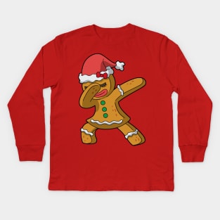 Christmas Dabbing Mrs Gingerbread Girl Women Kids Long Sleeve T-Shirt